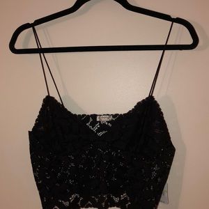 Free People Black Sheer Lace Bralette Sz M/L NWT
